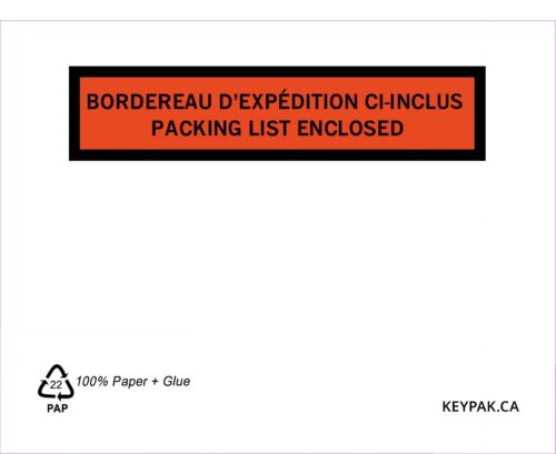 Enveloppes de bordereau d'expédition autocollantes 5-1/2 PO x 4-1/2 po  Crownhill, bilingue, carton de 1 000